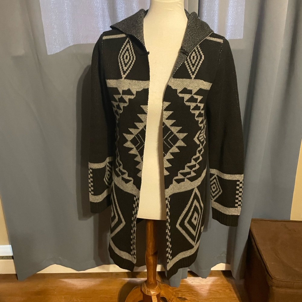 Long hooded cardigan